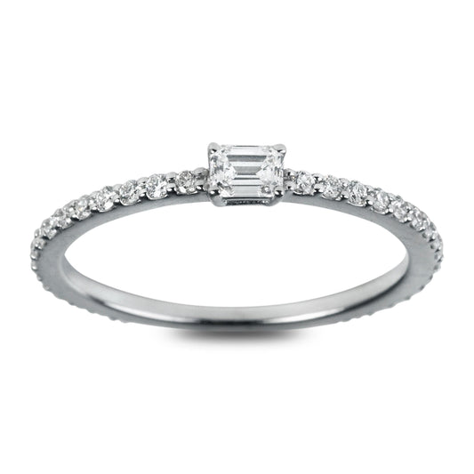One-Of-A-Kind ZYDO Italy “Luce Scintillante” 18K White Gold 0.41 CTTW Natural Emerald Cut Diamond Ring - WeilJewelry