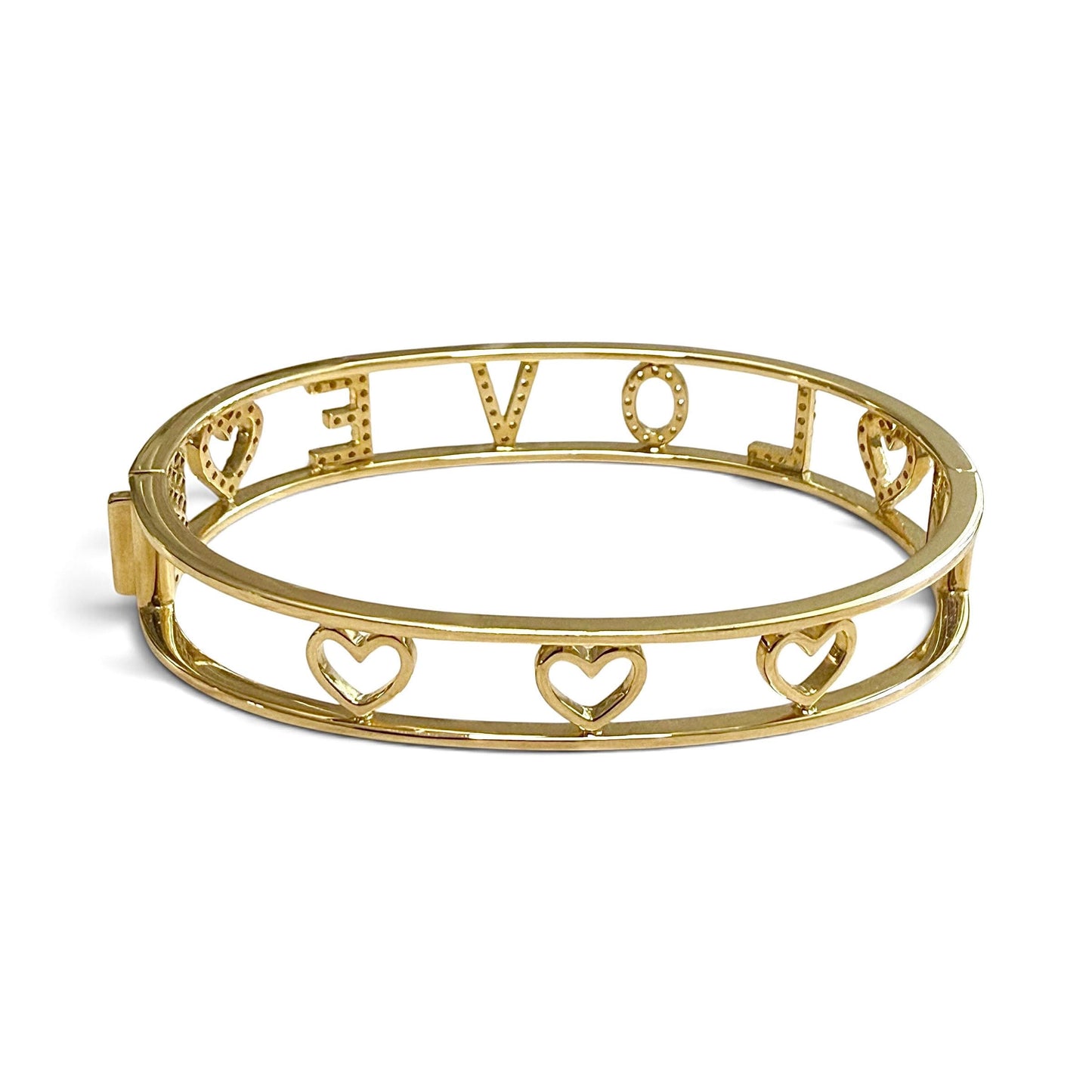 One-Of-A-Kind ZYDO Italy “Amore Prezioso” 18K Yellow Gold LOVE 0.63 CTTW Natural Diamond Bangle Bracelet - WeilJewelry