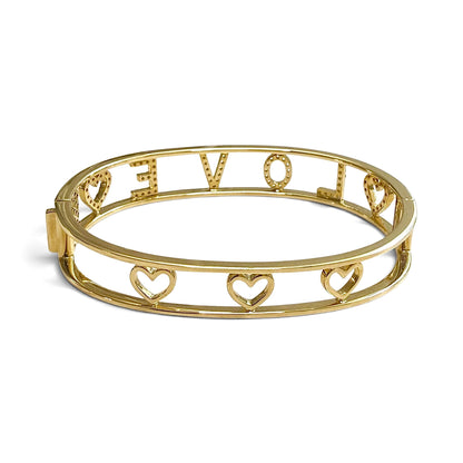 One-Of-A-Kind ZYDO Italy “Amore Prezioso” 18K Yellow Gold LOVE 0.63 CTTW Natural Diamond Bangle Bracelet - WeilJewelry