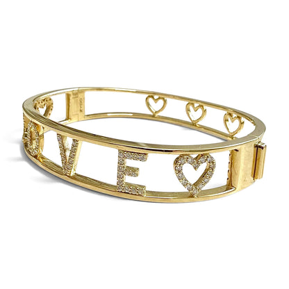 One-Of-A-Kind ZYDO Italy “Amore Prezioso” 18K Yellow Gold LOVE 0.63 CTTW Natural Diamond Bangle Bracelet - WeilJewelry