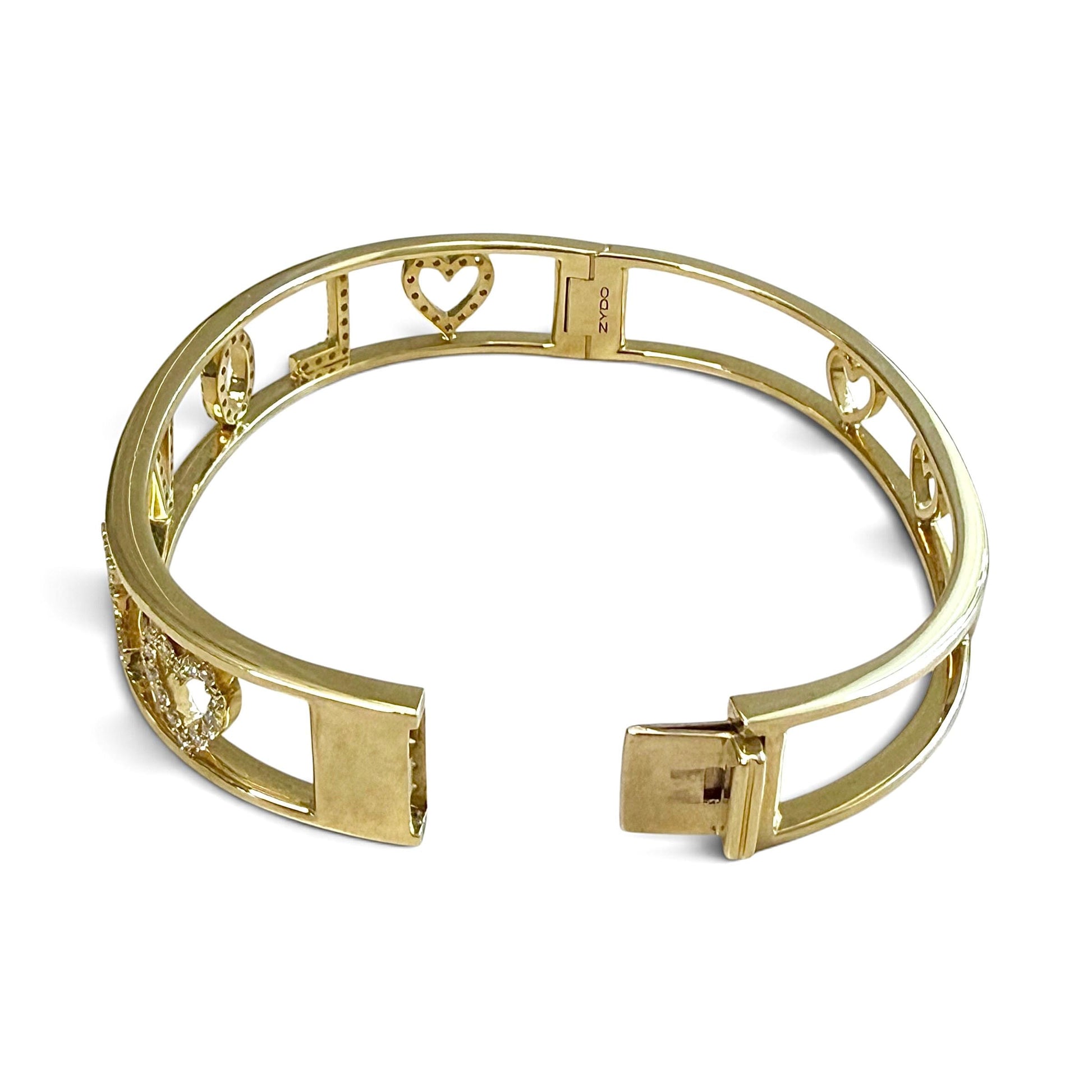 One-Of-A-Kind ZYDO Italy “Amore Prezioso” 18K Yellow Gold LOVE 0.63 CTTW Natural Diamond Bangle Bracelet - WeilJewelry