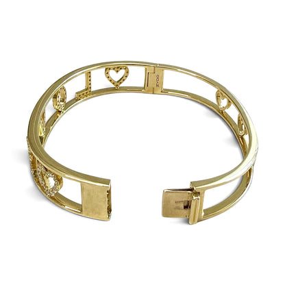 One-Of-A-Kind ZYDO Italy “Amore Prezioso” 18K Yellow Gold LOVE 0.63 CTTW Natural Diamond Bangle Bracelet - WeilJewelry