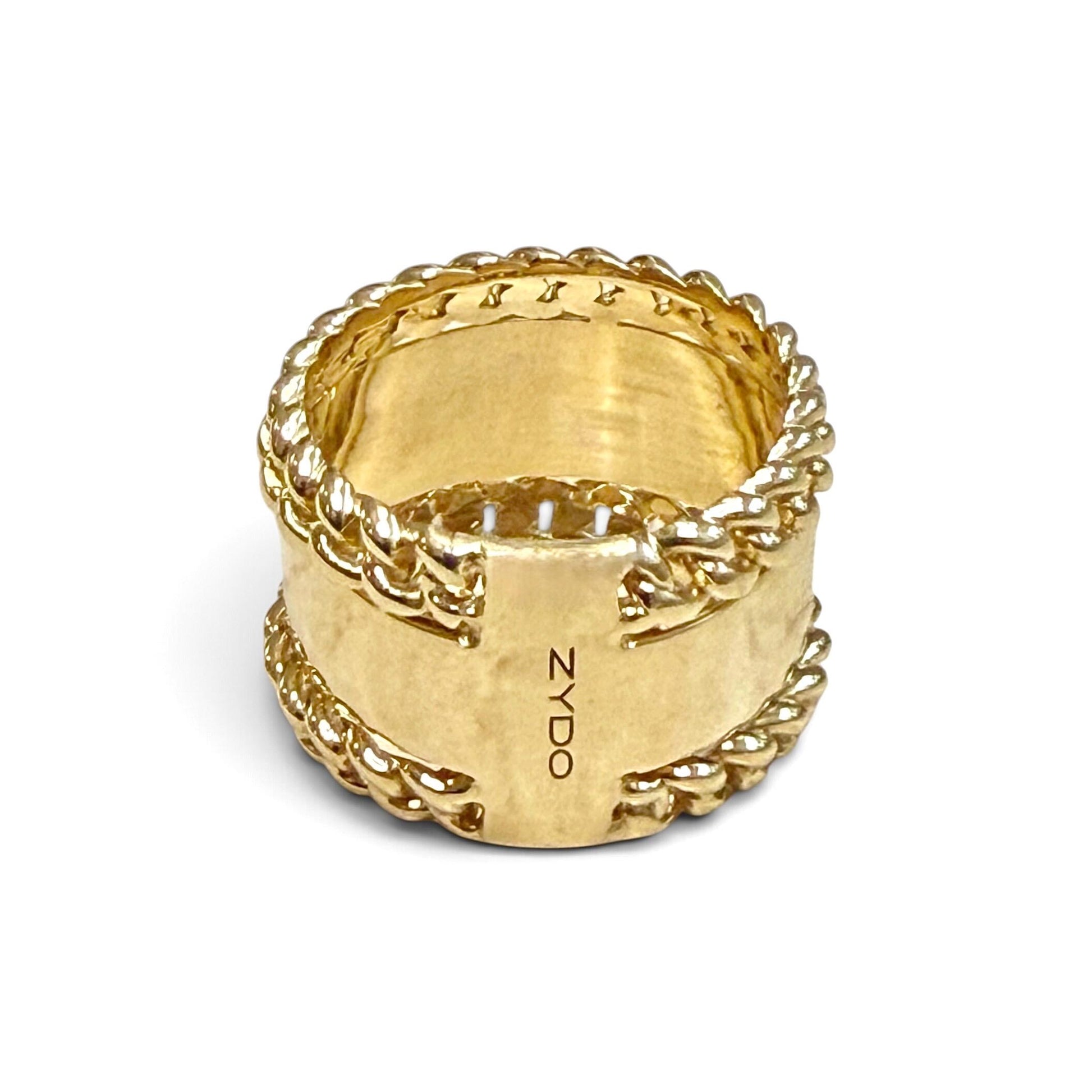 Wide One-Of-A-Kind ZYDO Italy "La Corona" 18K Yellow & White Gold 0.12 CTTW Natural Diamond Cocktail Ring - WeilJewelry