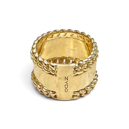 Wide One-Of-A-Kind ZYDO Italy "La Corona" 18K Yellow & White Gold 0.12 CTTW Natural Diamond Cocktail Ring - WeilJewelry