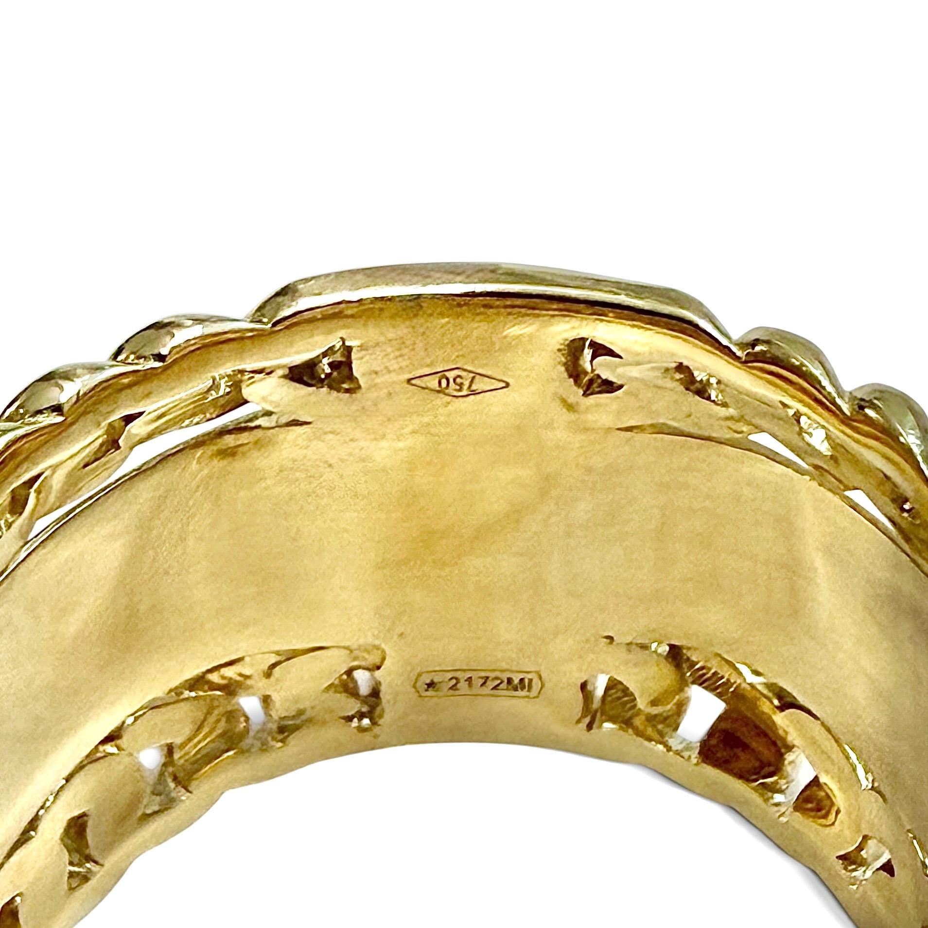Wide One-Of-A-Kind ZYDO Italy "La Corona" 18K Yellow & White Gold 0.12 CTTW Natural Diamond Cocktail Ring - WeilJewelry