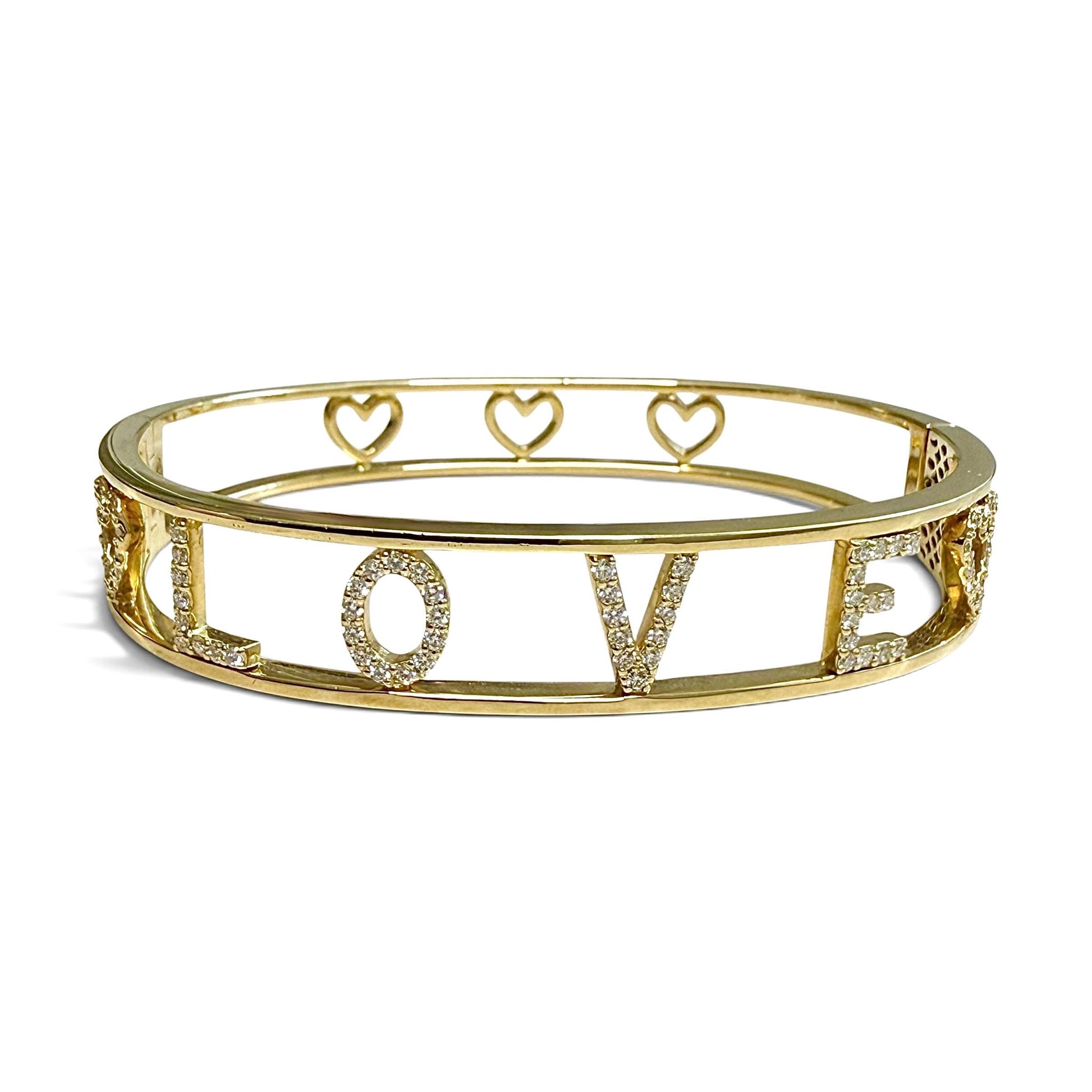 One-Of-A-Kind ZYDO Italy “Amore Prezioso” 18K Yellow Gold LOVE 0.63 CTTW Natural Diamond Bangle Bracelet - WeilJewelry