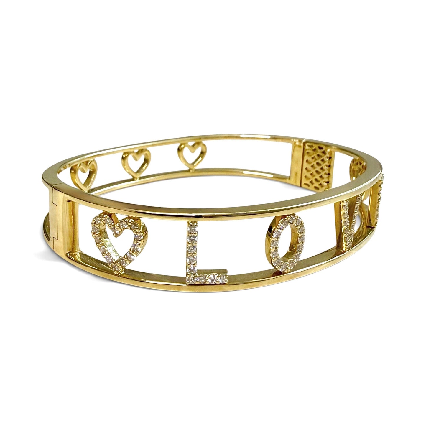 One-Of-A-Kind ZYDO Italy “Amore Prezioso” 18K Yellow Gold LOVE 0.63 CTTW Natural Diamond Bangle Bracelet - WeilJewelry