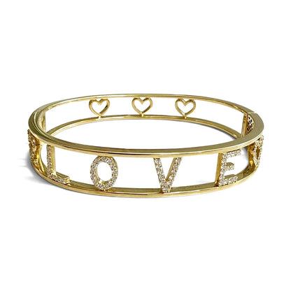 One-Of-A-Kind ZYDO Italy “Amore Prezioso” 18K Yellow Gold LOVE 0.63 CTTW Natural Diamond Bangle Bracelet - WeilJewelry