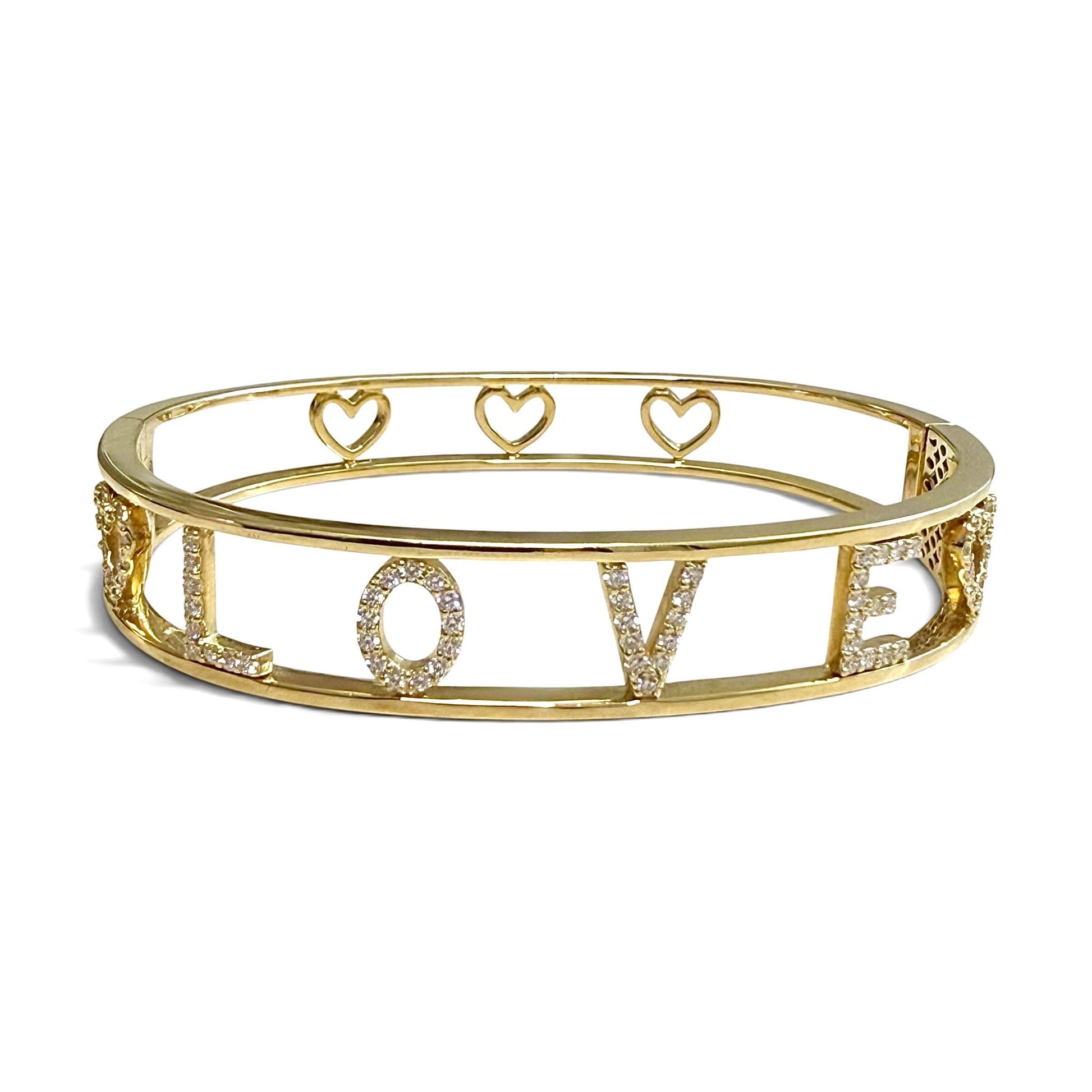 One-Of-A-Kind ZYDO Italy “Amore Prezioso” 18K Yellow Gold LOVE 0.63 CTTW Natural Diamond Bangle Bracelet - WeilJewelry