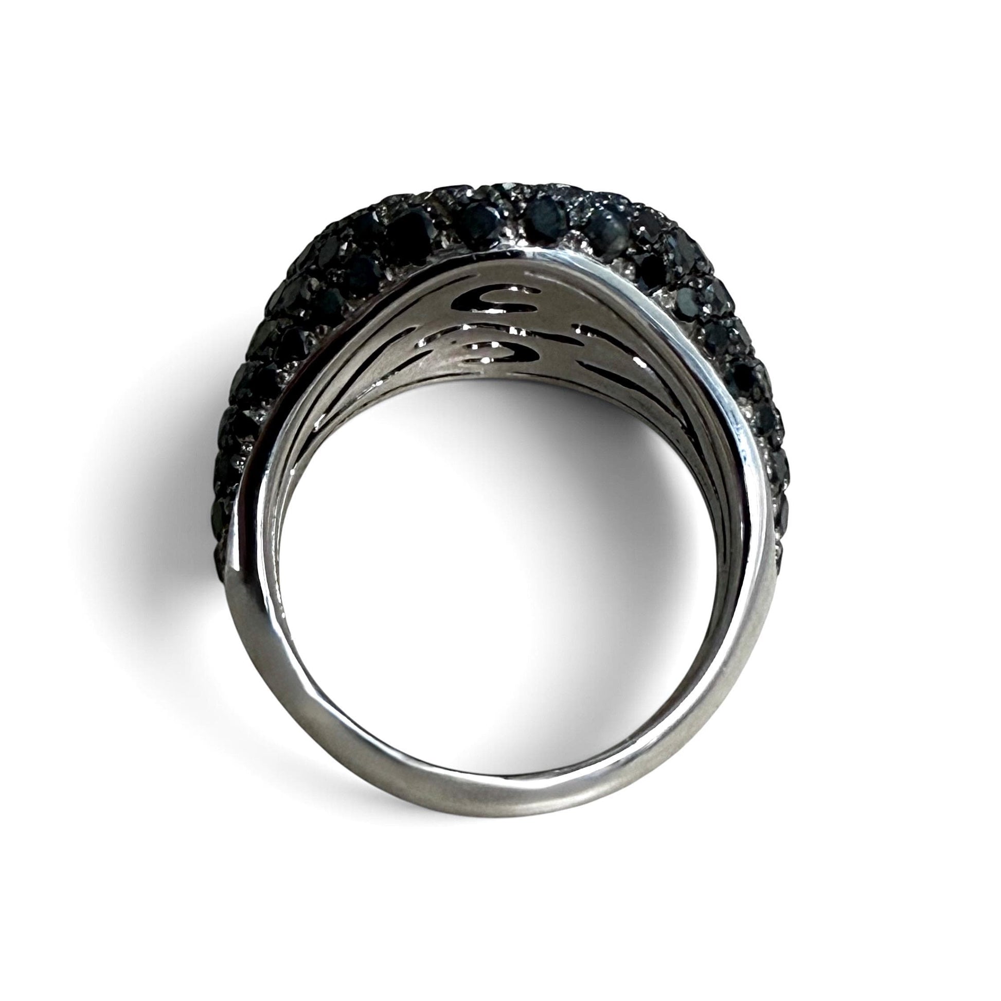ZYDO Italy "Cygno Nero" 18K White Gold 2.57 CTW Natural Pave Colorless & Black Diamond Signet Ring - WeilJewelry