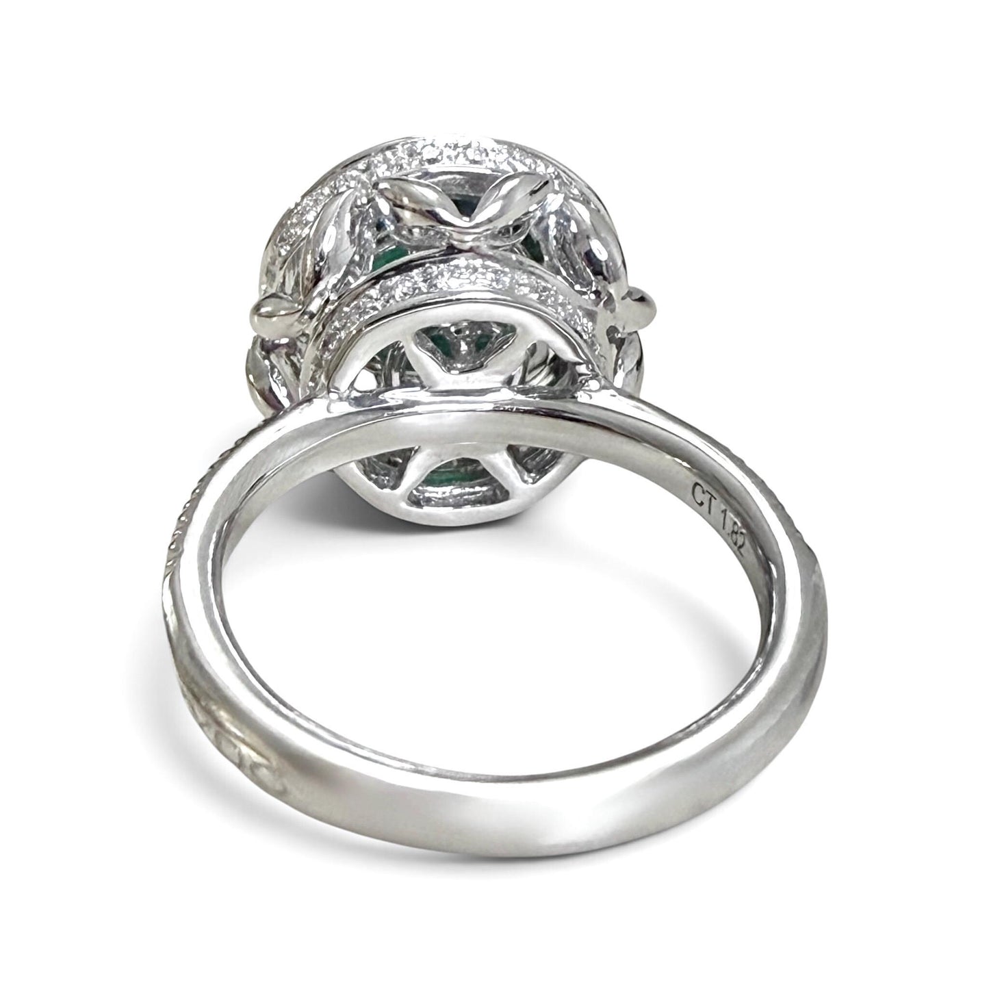 ZYDO Italy "Giardino Divino" 18K White Gold 1.82 CT Natural Emerald & Diamond Halo Ring - WeilJewelry