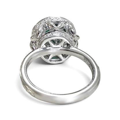ZYDO Italy "Giardino Divino" 18K White Gold 1.82 CT Natural Emerald & Diamond Halo Ring - WeilJewelry