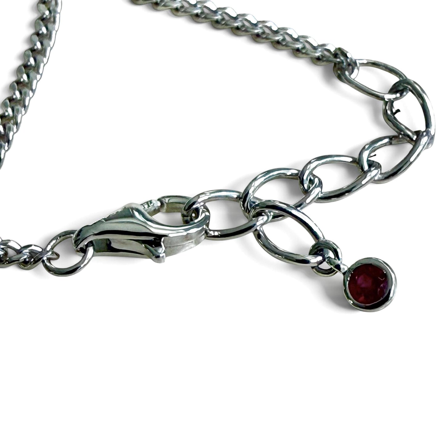 ZYDO Italy "Danza Di Diamanti" Adjustable 18K White Gold 0.37 CTTW Floating Diamond Bracelet With Ruby Charm - WeilJewelry