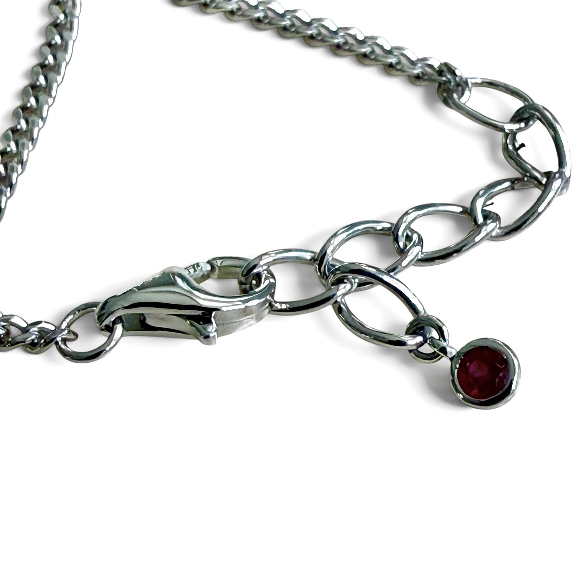 ZYDO Italy "Danza Di Diamanti" Adjustable 18K White Gold 0.37 CTTW Floating Diamond Bracelet With Ruby Charm - WeilJewelry