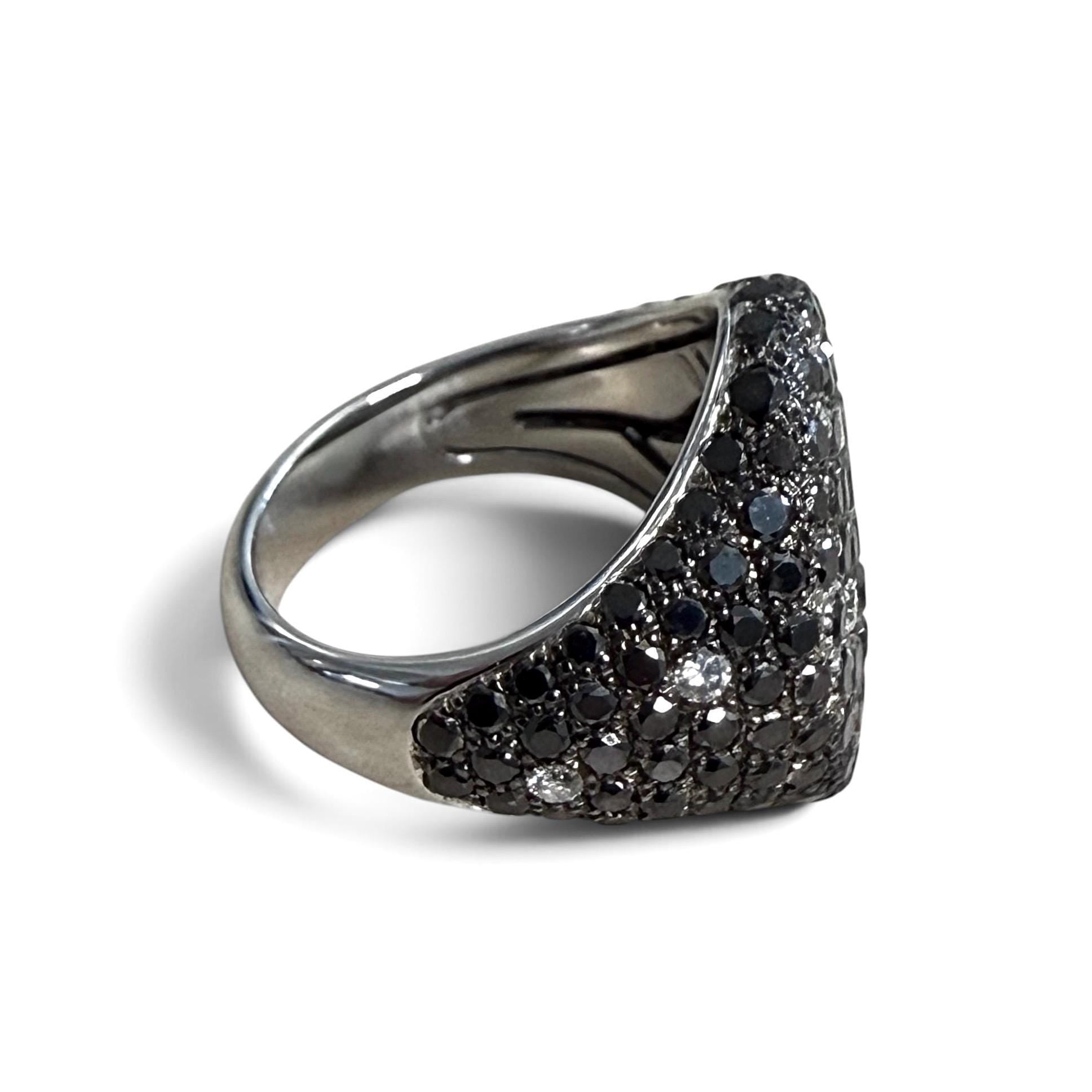 ZYDO Italy "Cygno Nero" 18K White Gold 2.57 CTW Natural Pave Colorless & Black Diamond Signet Ring - WeilJewelry