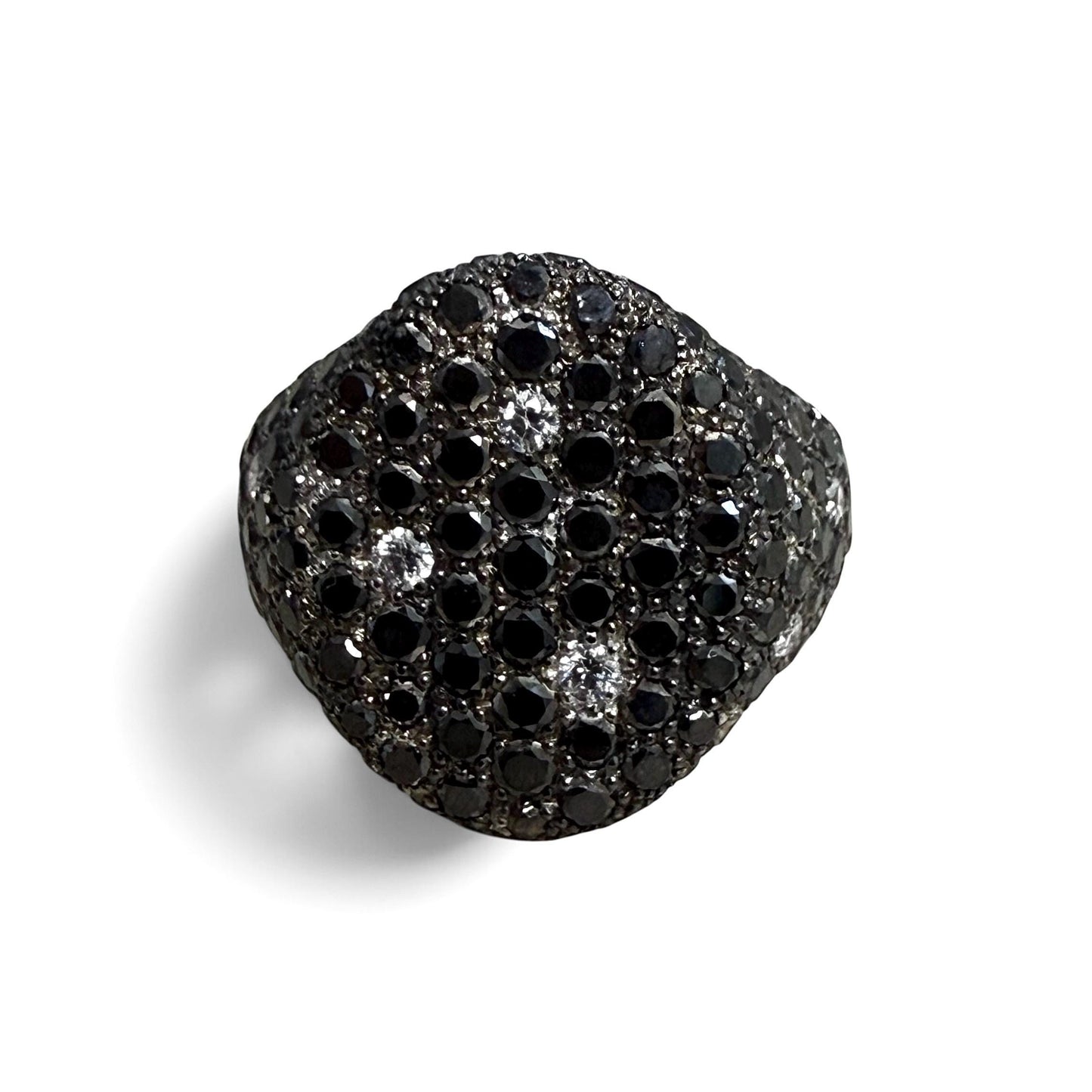 ZYDO Italy "Cygno Nero" 18K White Gold 2.57 CTW Natural Pave Colorless & Black Diamond Signet Ring - WeilJewelry