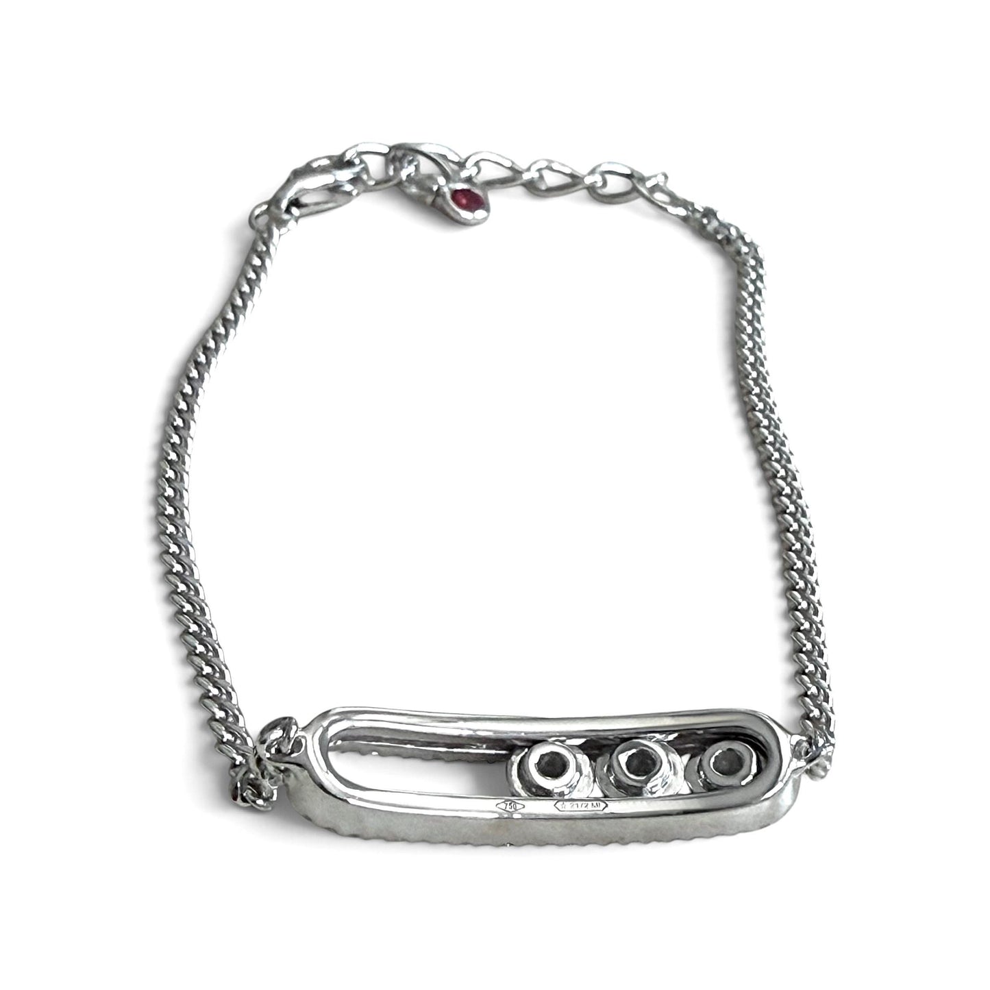 ZYDO Italy "Danza Di Diamanti" Adjustable 18K White Gold 0.37 CTTW Floating Diamond Bracelet With Ruby Charm - WeilJewelry