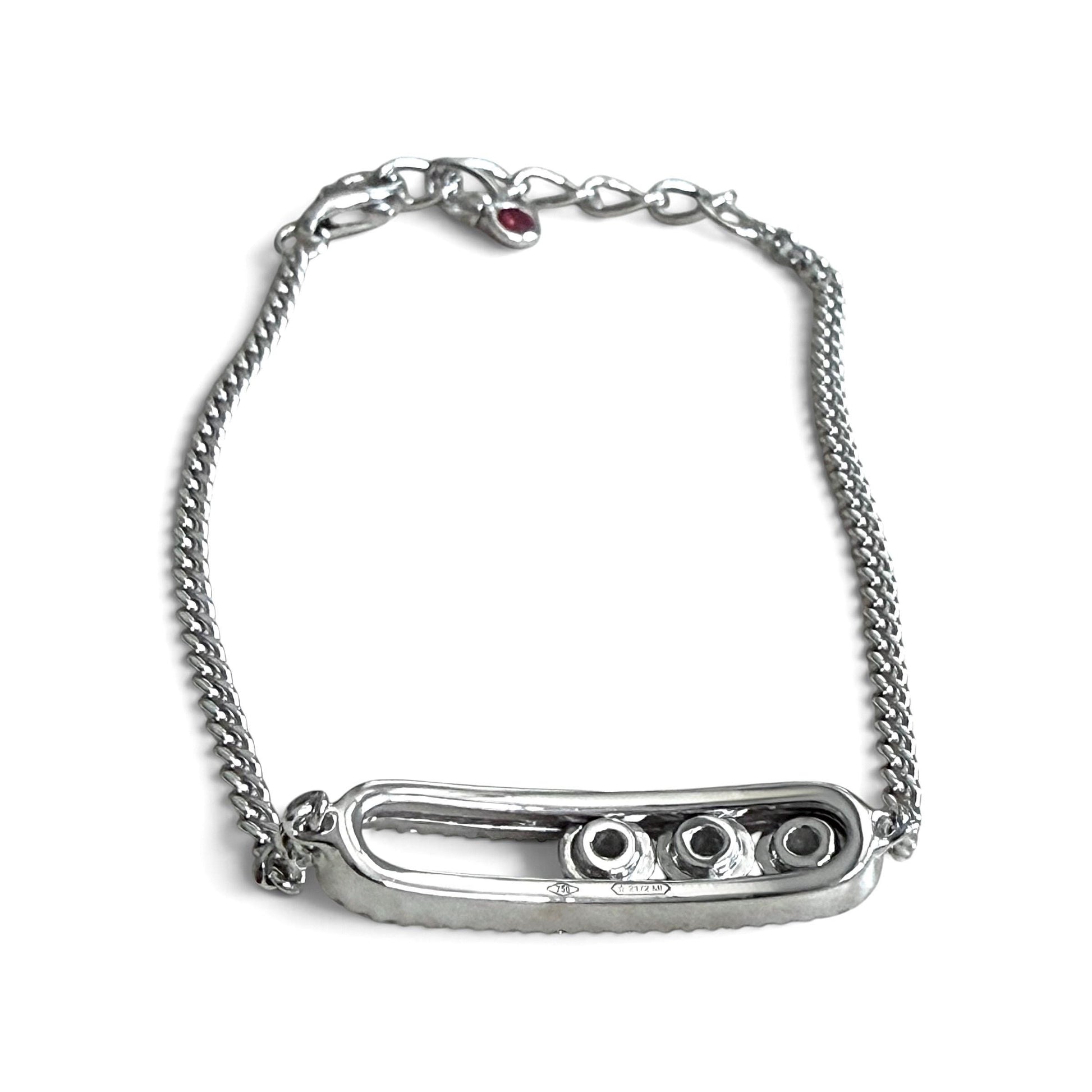 ZYDO Italy "Danza Di Diamanti" Adjustable 18K White Gold 0.37 CTTW Floating Diamond Bracelet With Ruby Charm - WeilJewelry