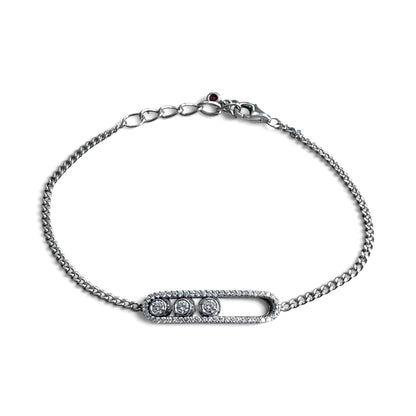 ZYDO Italy "Danza Di Diamanti" Adjustable 18K White Gold 0.37 CTTW Floating Diamond Bracelet With Ruby Charm - WeilJewelry