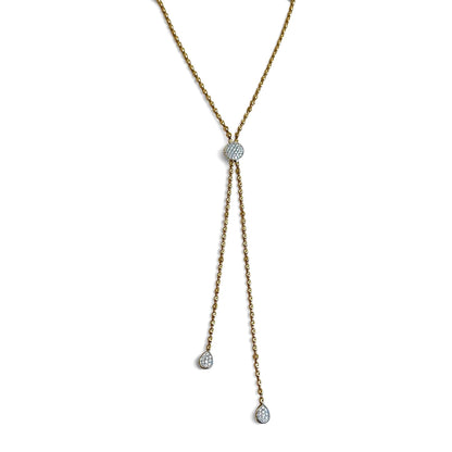 ZYDO Italy "Dolce Vita" 18K White & Rose Gold 1.32 CTW Natural Diamond Lariat Necklace - Diamond Necklace - Italian Gold Necklace For Her