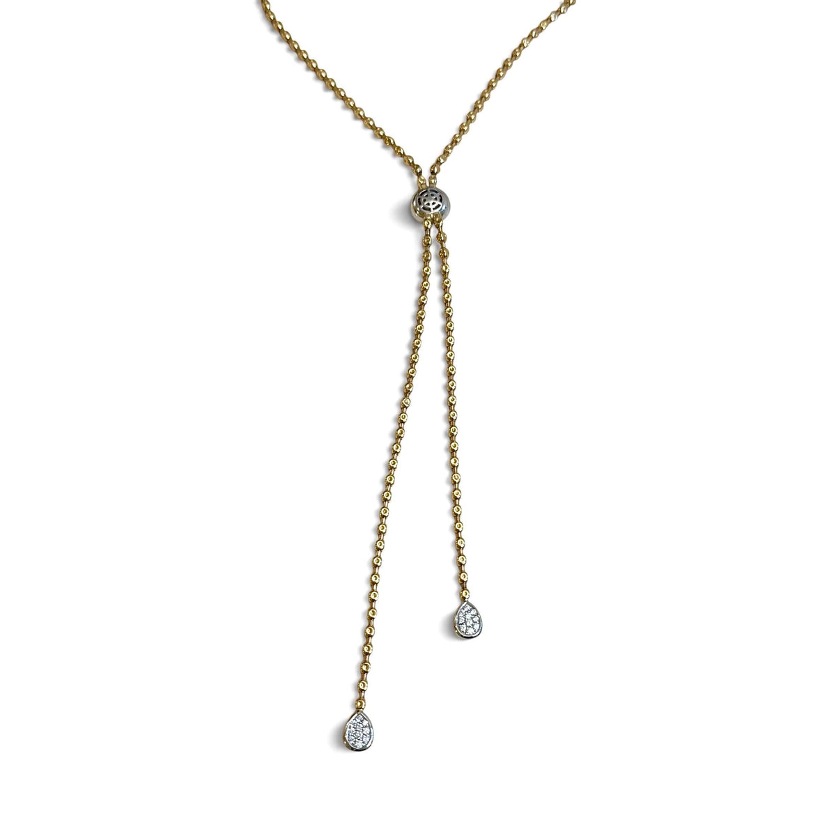 ZYDO Italy "Dolce Vita" 18K White & Rose Gold 1.32 CTW Natural Diamond Lariat Necklace - Diamond Necklace - Italian Gold Necklace For Her