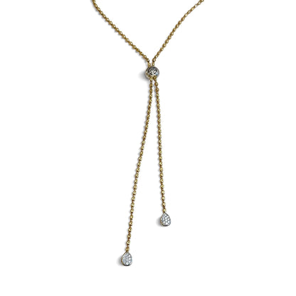 ZYDO Italy "Dolce Vita" 18K White & Rose Gold 1.32 CTW Natural Diamond Lariat Necklace - Diamond Necklace - Italian Gold Necklace For Her
