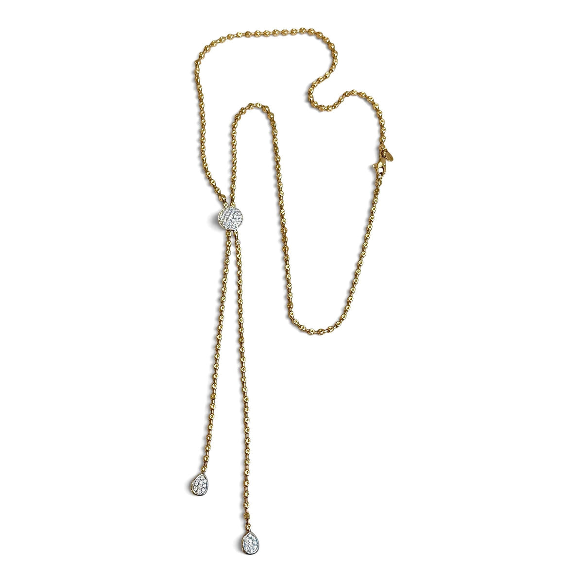 ZYDO Italy "Dolce Vita" 18K White & Rose Gold 1.32 CTW Natural Diamond Lariat Necklace - Diamond Necklace - Italian Gold Necklace For Her