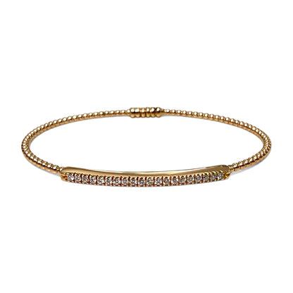 ZYDO Italy "Piccola Meraviglia" 18K Rose Gold Beaded Natural Diamond Bangle Bracelet - Stackable Diamond Bracelet - Diamond Bar Bracelet