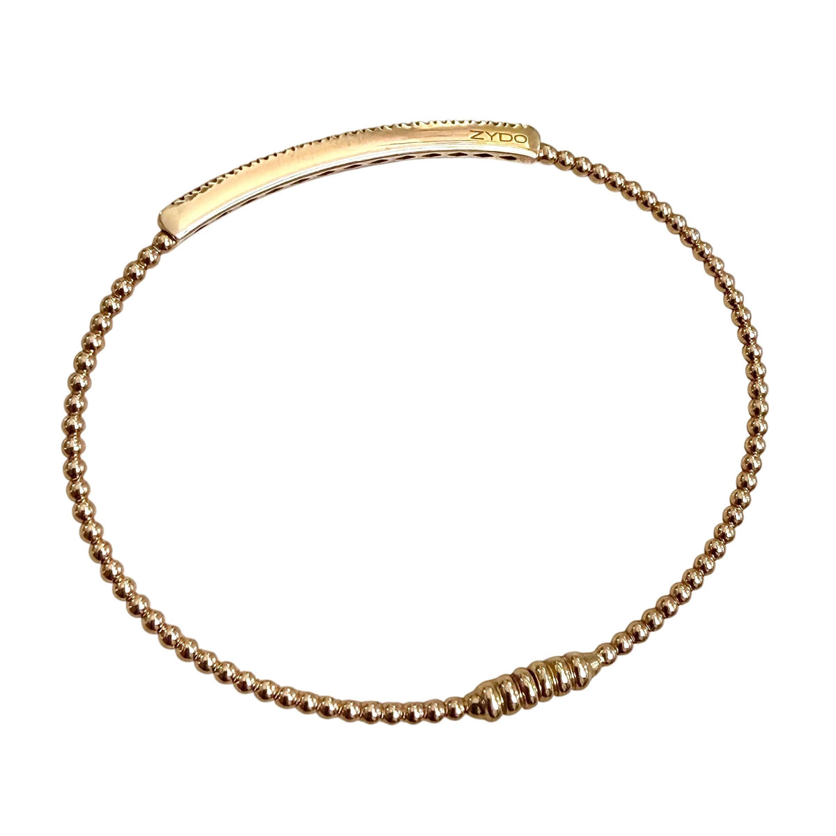 ZYDO Italy "Piccola Meraviglia" 18K Rose Gold Beaded Natural Diamond Bangle Bracelet - Stackable Diamond Bracelet - Diamond Bar Bracelet
