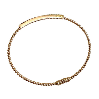 ZYDO Italy "Piccola Meraviglia" 18K Rose Gold Beaded Natural Diamond Bangle Bracelet - Stackable Diamond Bracelet - Diamond Bar Bracelet
