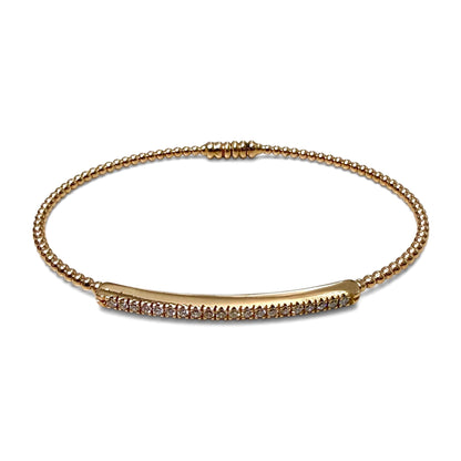 ZYDO Italy "Piccola Meraviglia" 18K Rose Gold Beaded Natural Diamond Bangle Bracelet - Stackable Diamond Bracelet - Diamond Bar Bracelet