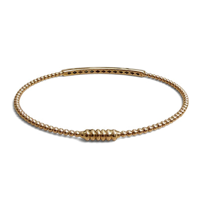 ZYDO Italy "Piccola Meraviglia" 18K Rose Gold Beaded Natural Diamond Bangle Bracelet - Stackable Diamond Bracelet - Diamond Bar Bracelet