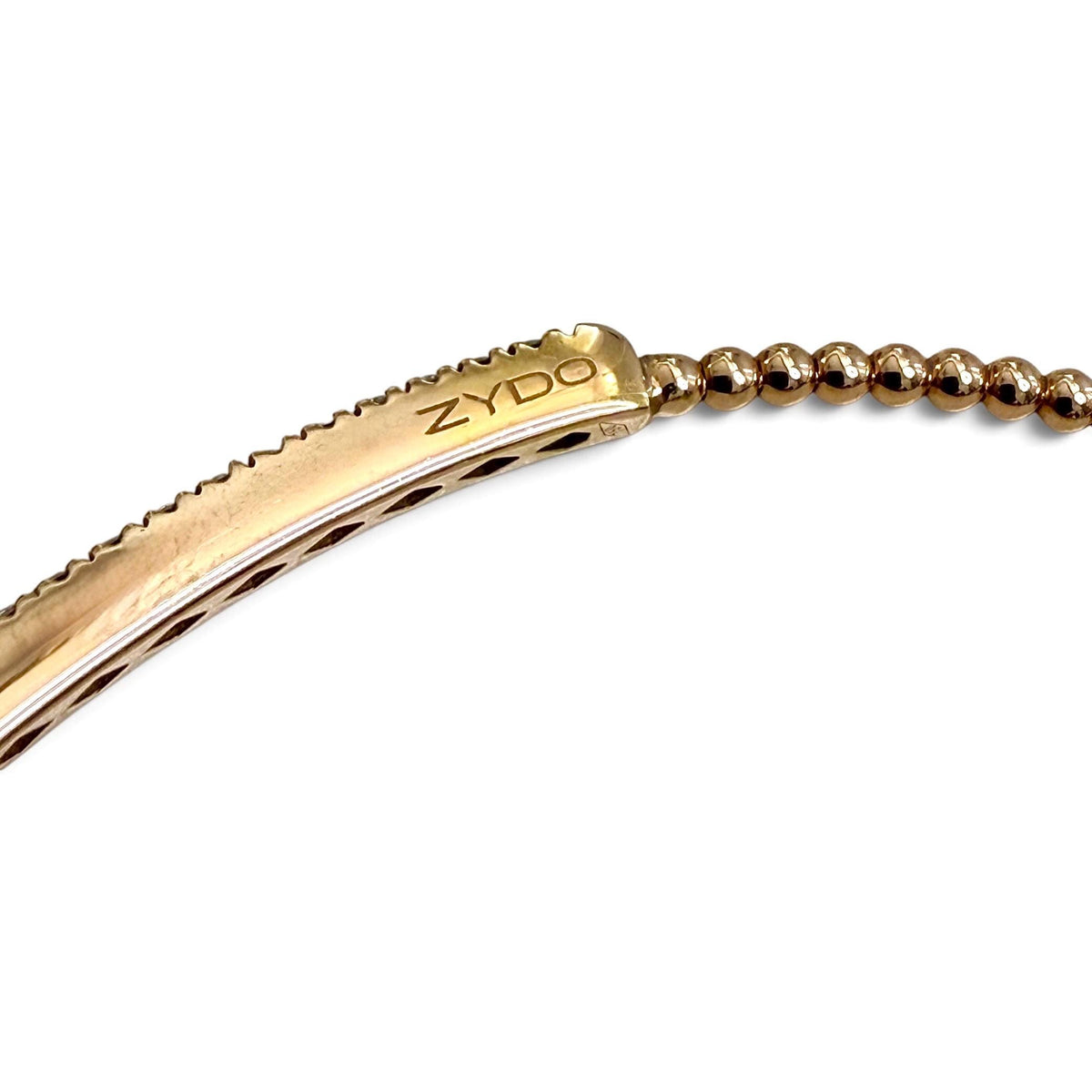 ZYDO Italy "Piccola Meraviglia" 18K Rose Gold Beaded Natural Diamond Bangle Bracelet - Stackable Diamond Bracelet - Diamond Bar Bracelet