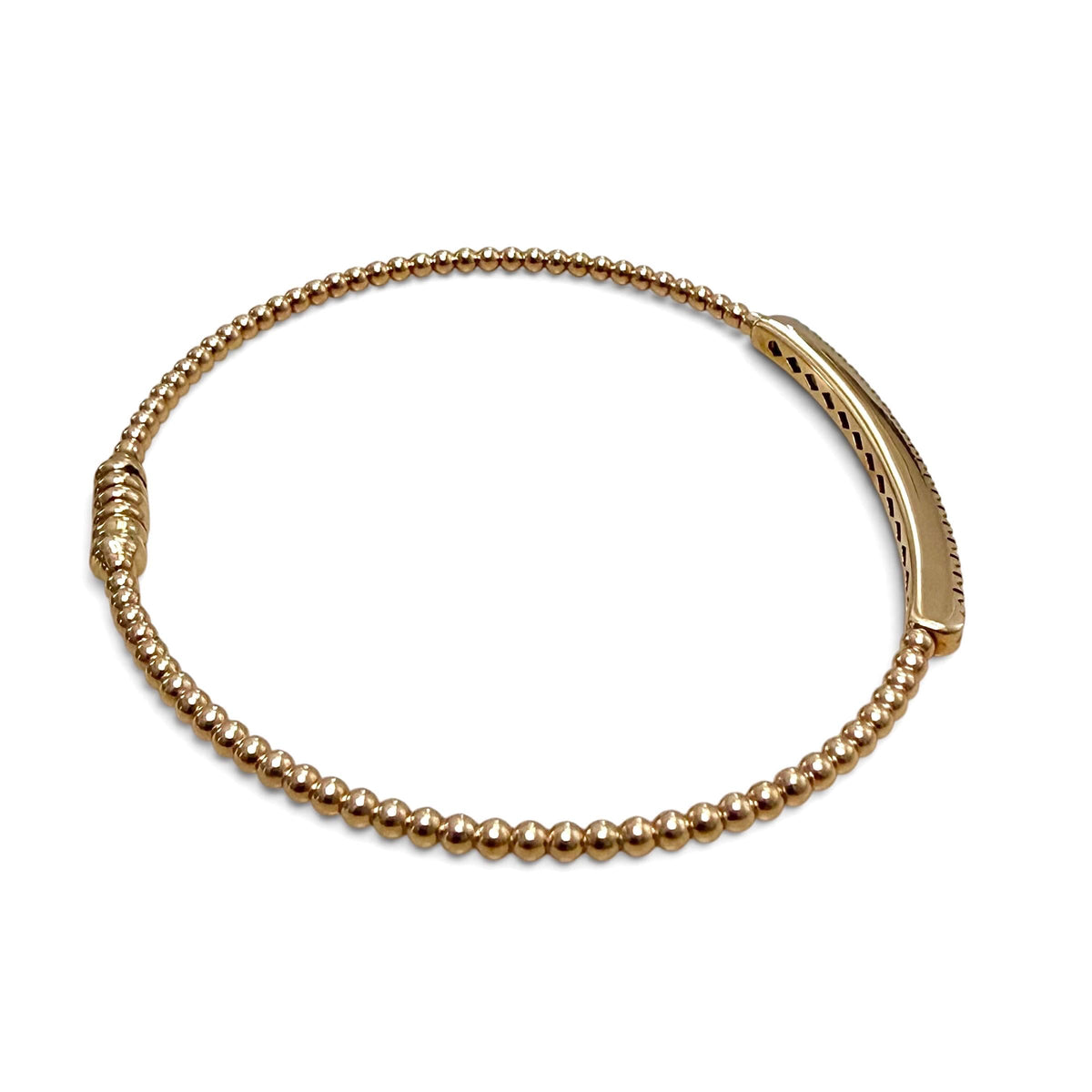 ZYDO Italy "Piccola Meraviglia" 18K Rose Gold Beaded Natural Diamond Bangle Bracelet - Stackable Diamond Bracelet - Diamond Bar Bracelet