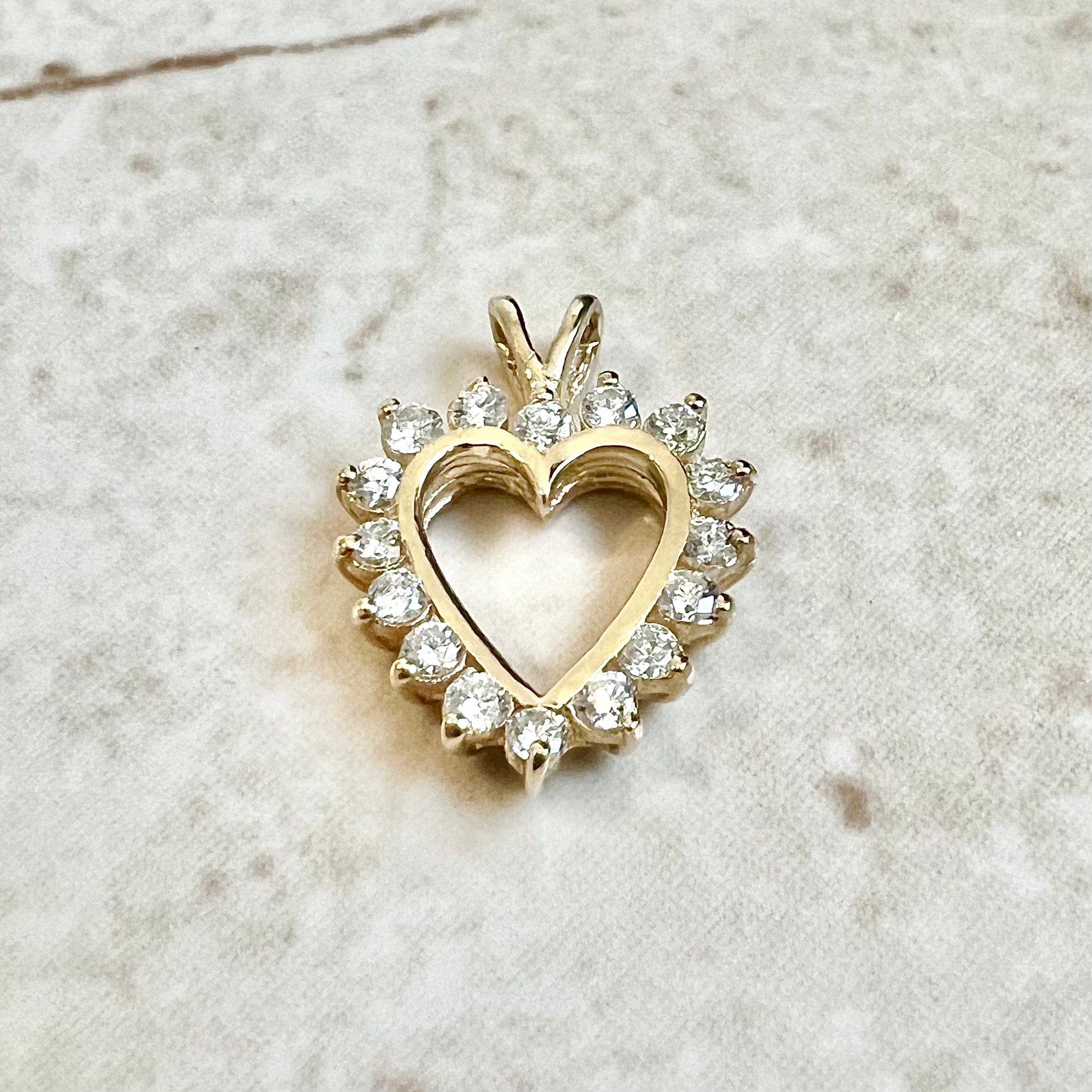 14 Karat Yellow Gold 3/4 Carat Diamond Heart Pendant - WeilJewelry