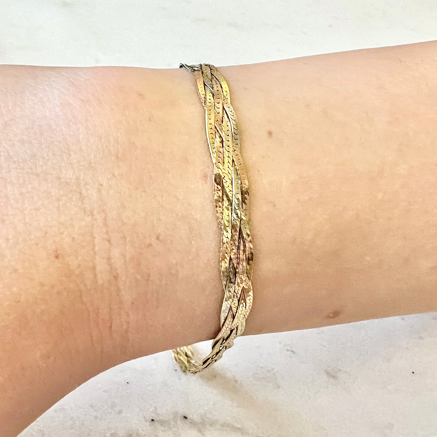 Vintage 14 Karat Tri Tone Gold Chain Bracelet - WeilJewelry