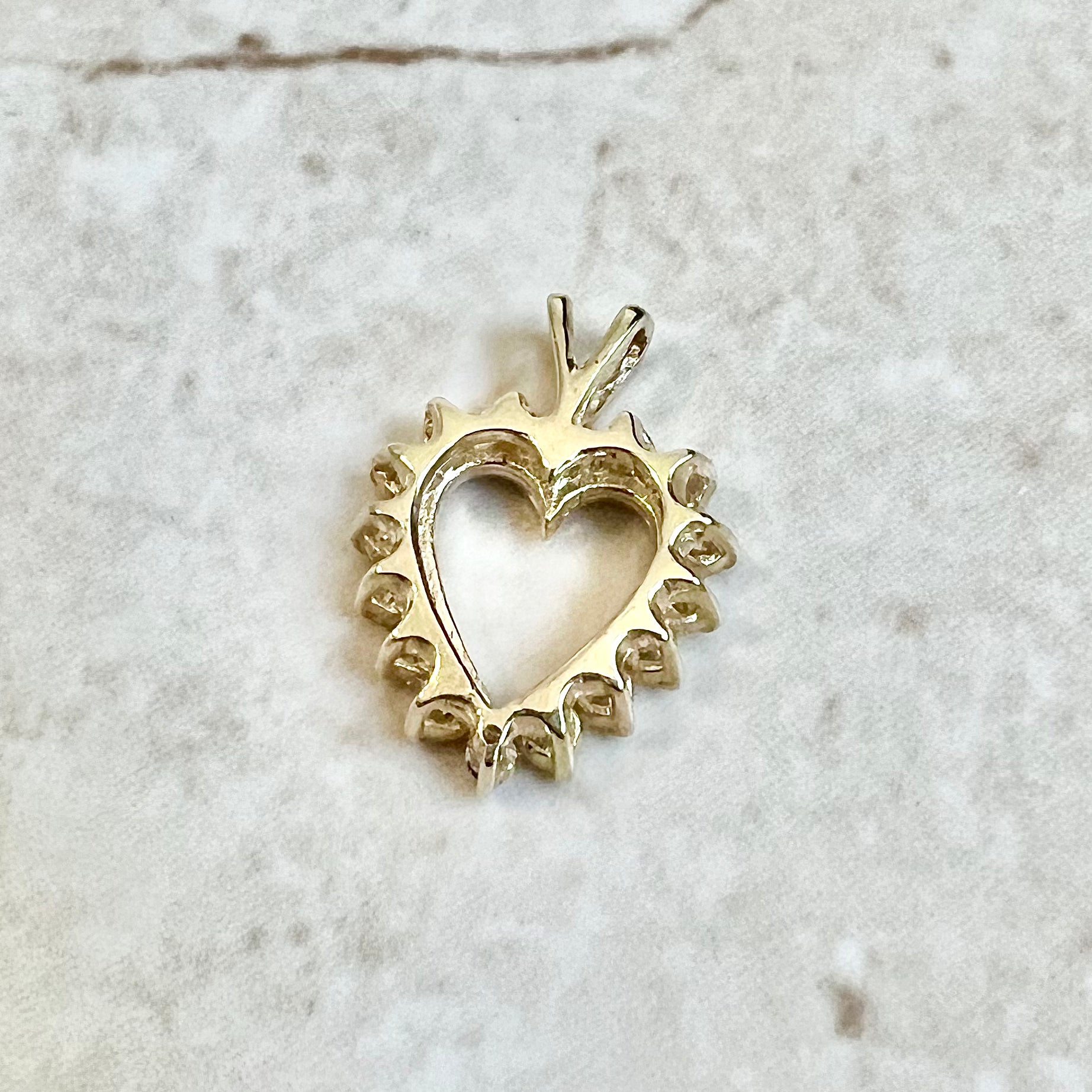 14 Karat Yellow Gold 3/4 Carat Diamond Heart Pendant - WeilJewelry