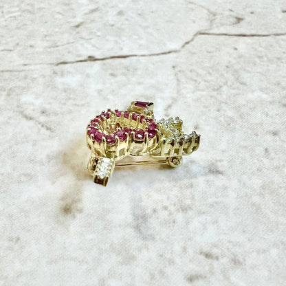 CLEARANCE 40% OFF - Fine Vintage 18 Karat Yellow Gold Ruby & Diamond “I Love Golf “ Brooch - WeilJewelry