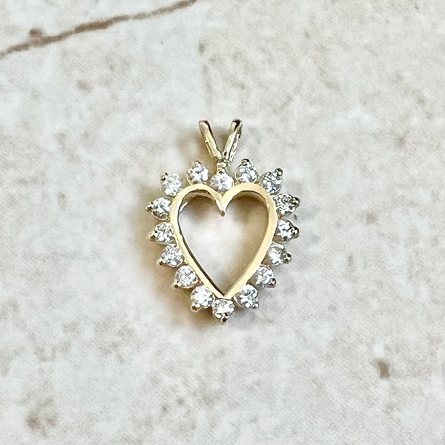 14 Karat Yellow Gold 3/4 Carat Diamond Heart Pendant - WeilJewelry