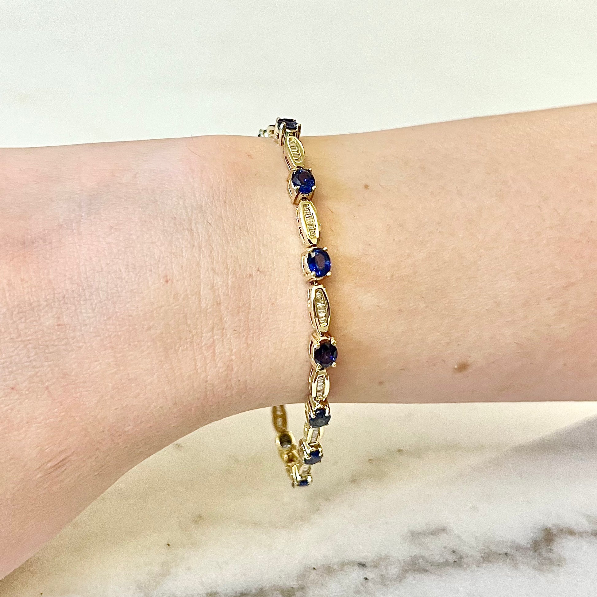 Sapphire and diamond tennis 2025 bracelet 14k yellow gold