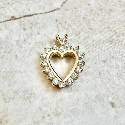 14 Karat Yellow Gold 3/4 Carat Diamond Heart Pendant - WeilJewelry