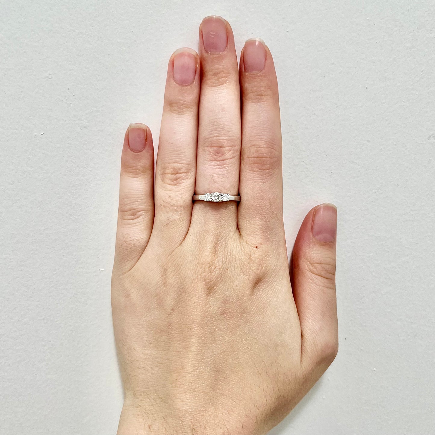 14 Karat White Gold 0.40 Carat Round Diamond Three-Stone Engagement Ring