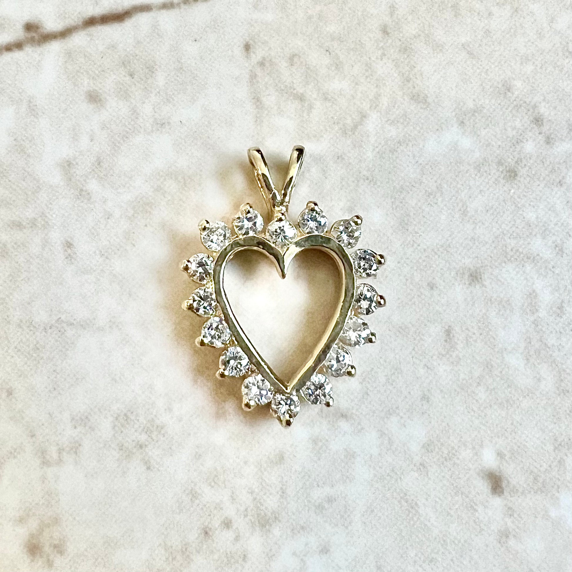 14 Karat Yellow Gold 3/4 Carat Diamond Heart Pendant - WeilJewelry