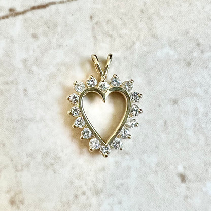 14 Karat Yellow Gold 3/4 Carat Diamond Heart Pendant - WeilJewelry