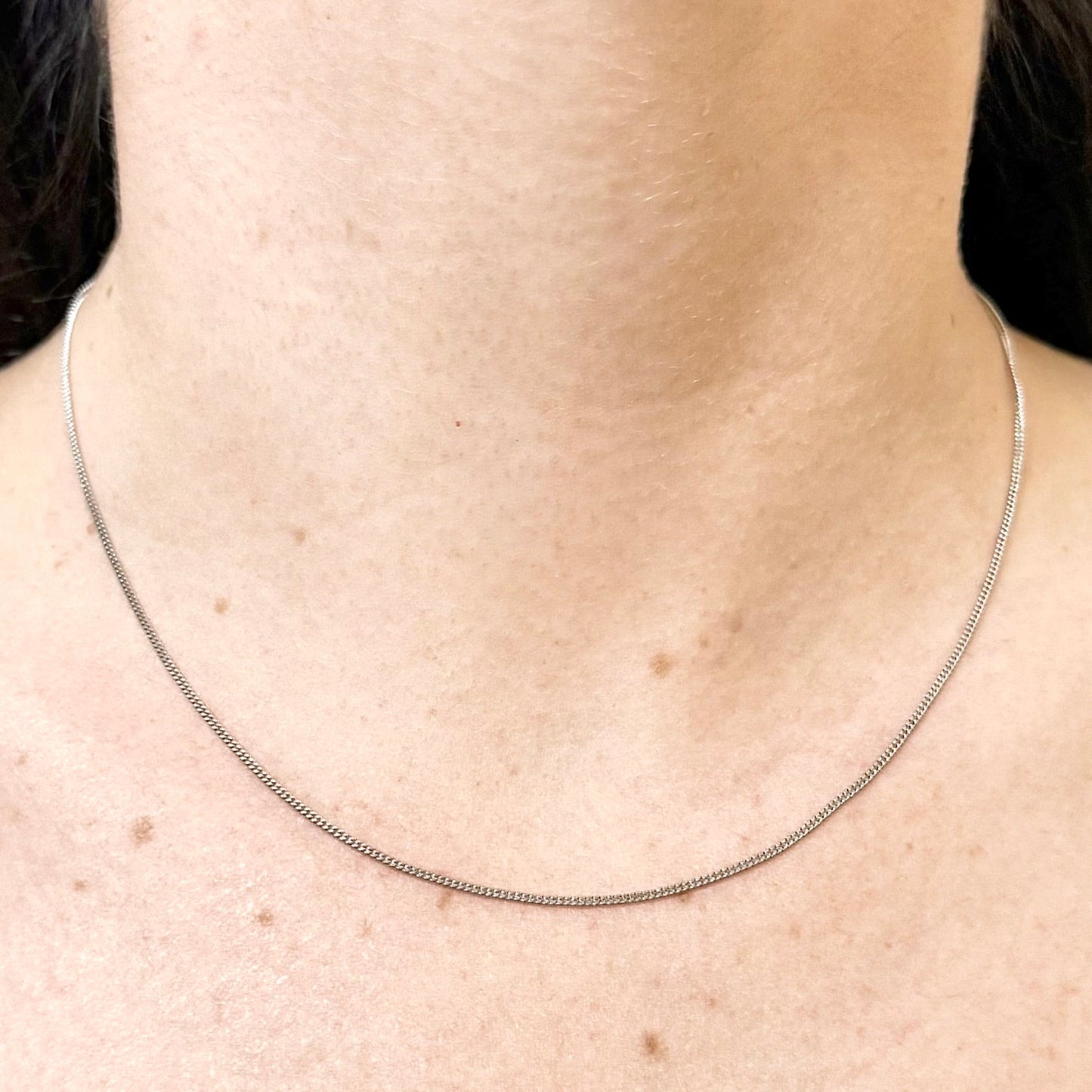 Italian 14 Karat White Gold 16.25 - Inch Curb Chain Necklace - WeilJewelry