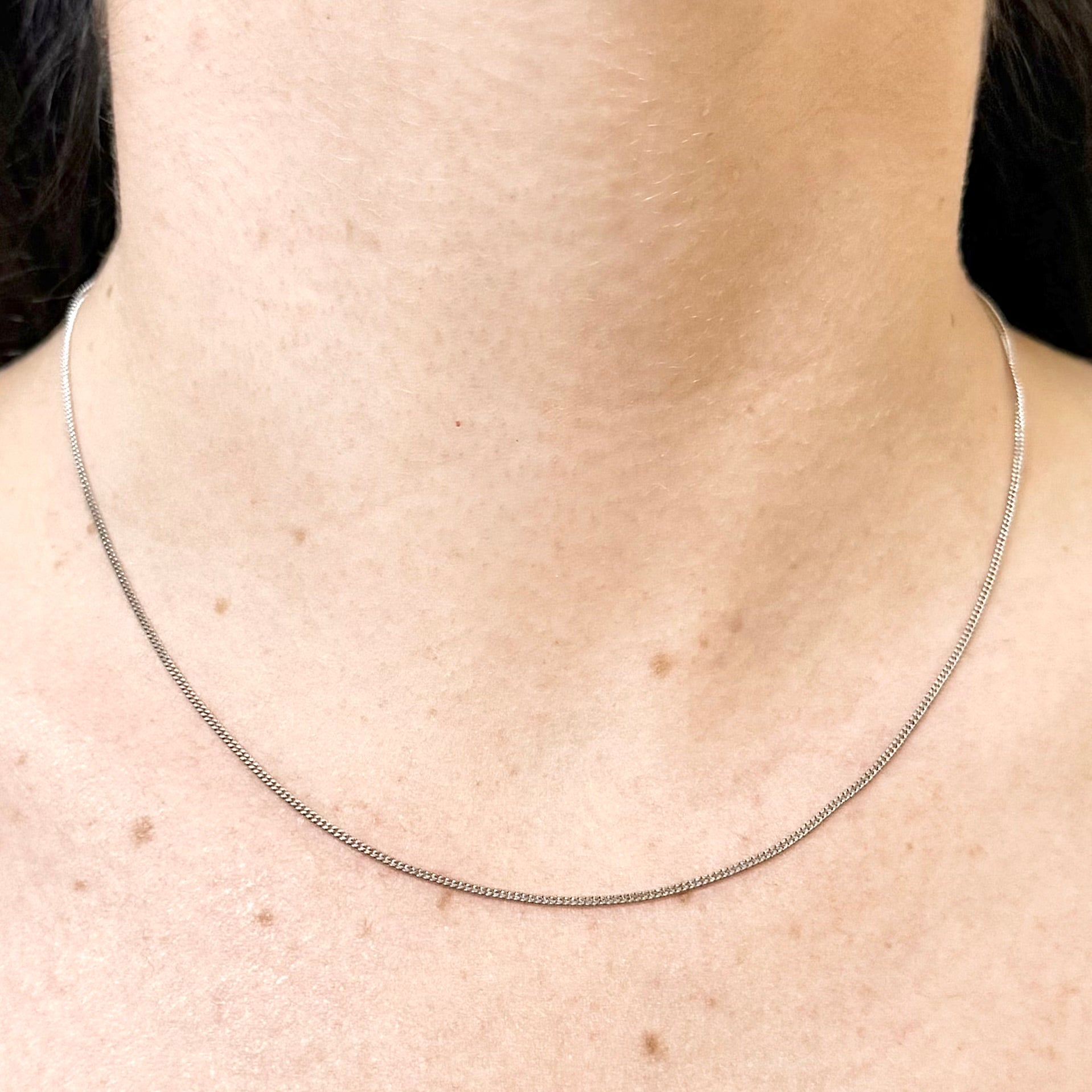 Italian 14 Karat White Gold 16.25 - Inch Curb Chain Necklace - WeilJewelry