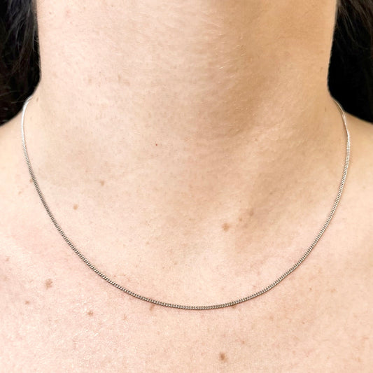 Italian 14 Karat White Gold 16.25 - Inch Curb Chain Necklace - WeilJewelry