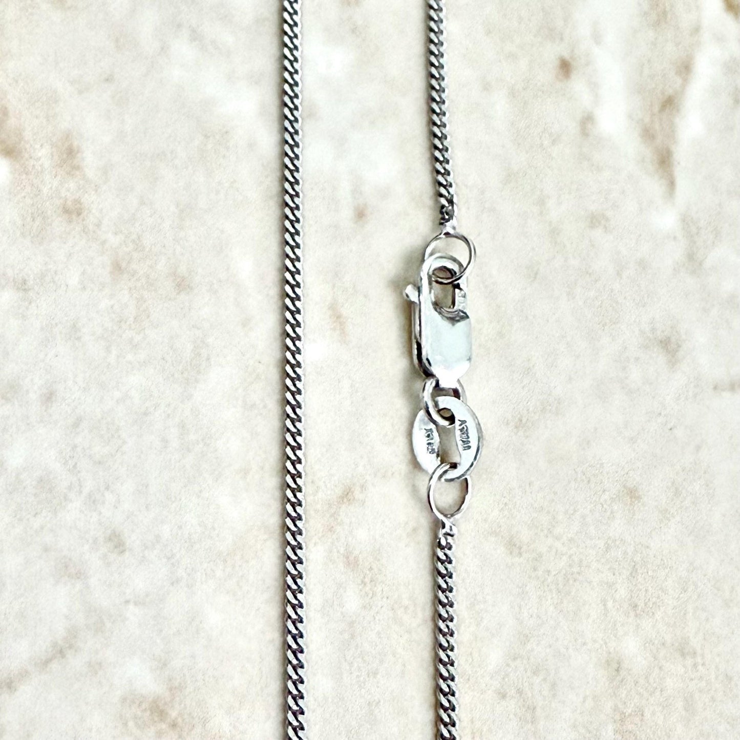 Italian 14 Karat White Gold 16.25 - Inch Curb Chain Necklace - WeilJewelry