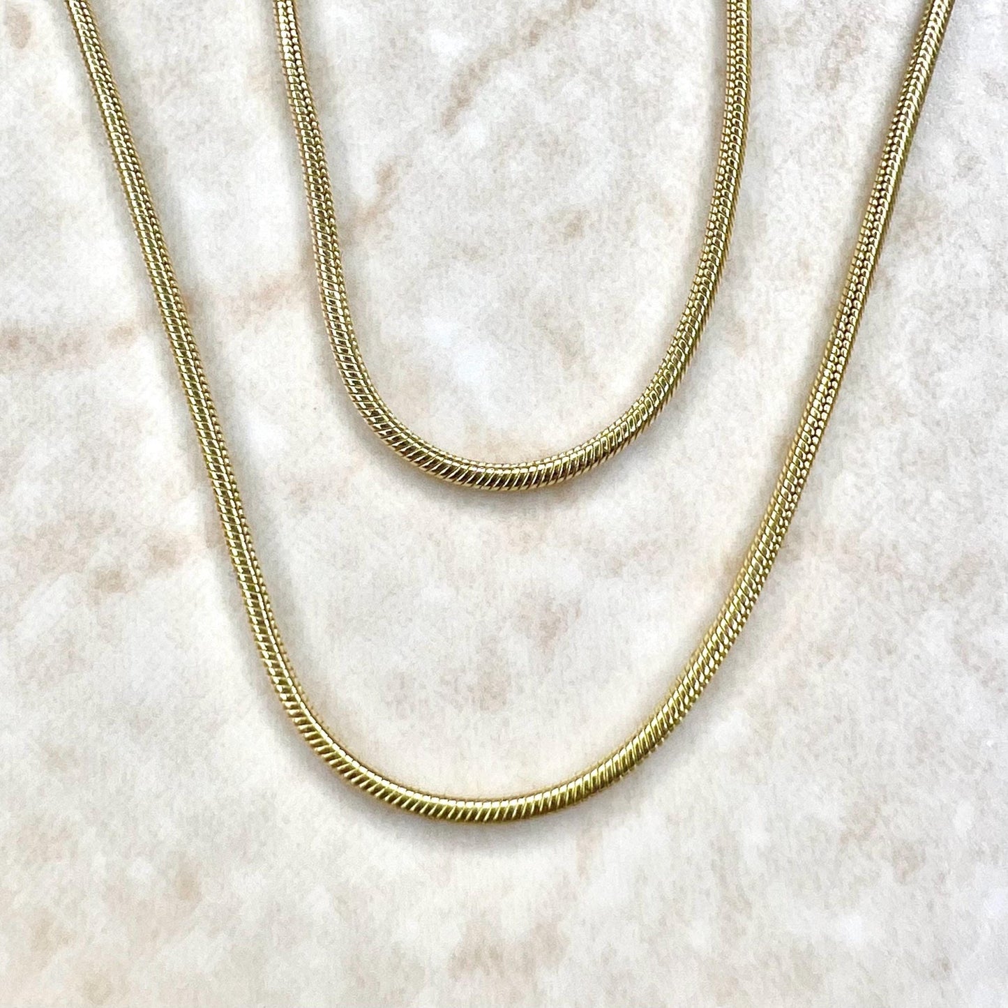 Italian 14 Karat Yellow Gold 20 - Inch Snake Chain Necklace - WeilJewelry