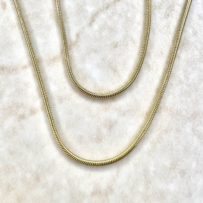 Italian 14 Karat Yellow Gold 20 - Inch Snake Chain Necklace - WeilJewelry